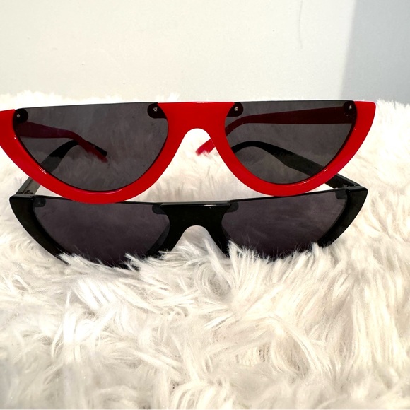 Cateye Sunglasses (2 pairs) Red and Black - Picture 2 of 4